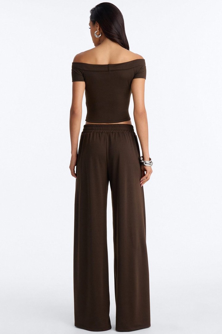 Maya Easy French Terry Pant Set - Chocolate