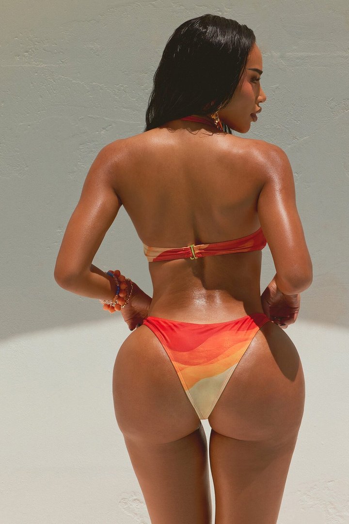Santorini Muse Hardware Bandeau 2 Piece Bikini - Orange