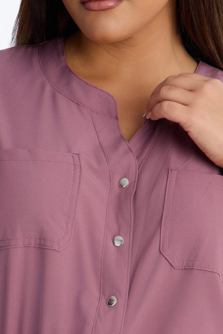 In Unison Uniform Jogger Scrub Jumpsuit With Snaps - Mauve