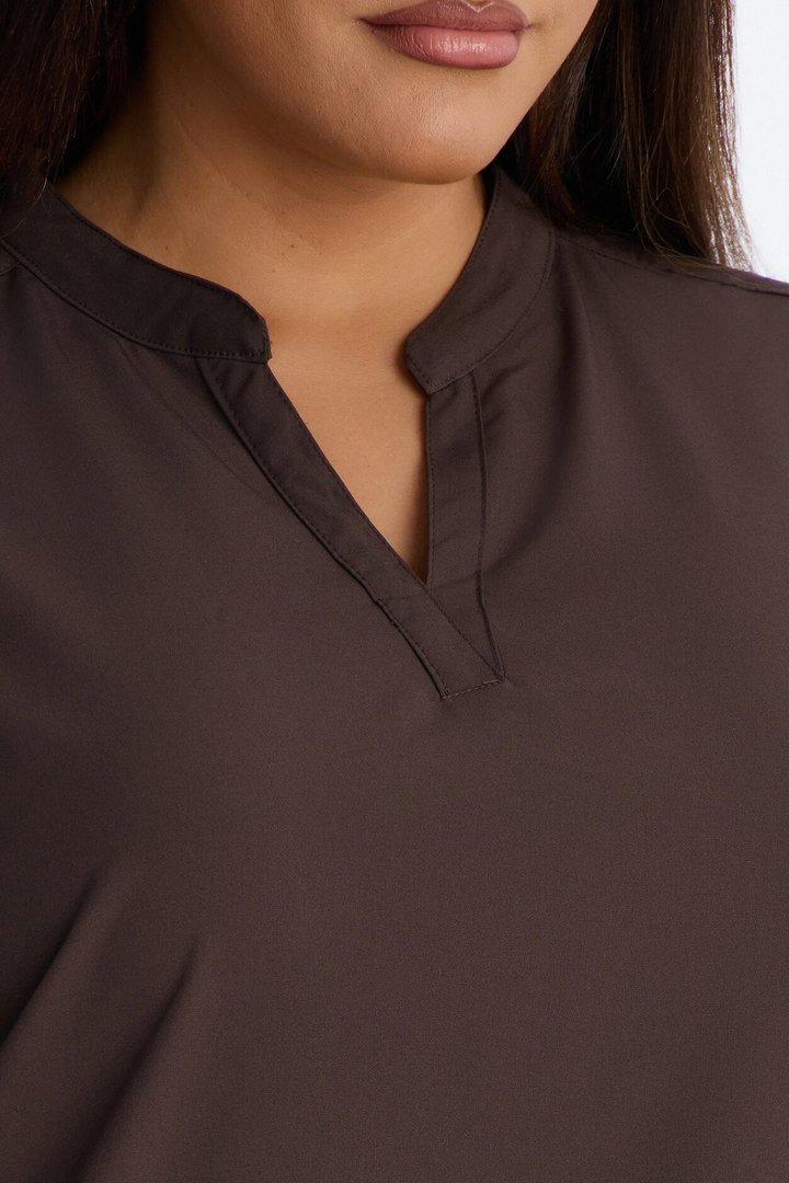 It's Go Time Collared Open Leg Uniform Scrub Set - Chocolate