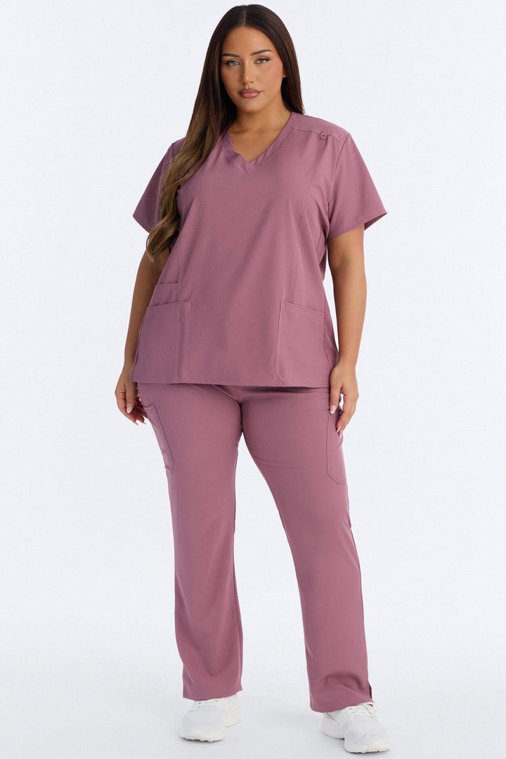 Prime Practice Sporty Open Leg Uniform Scrub Set - Mauve