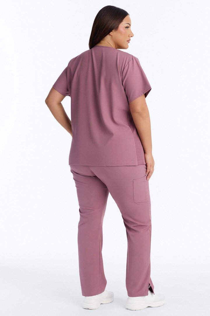 Prime Practice Sporty Open Leg Uniform Scrub Set - Mauve