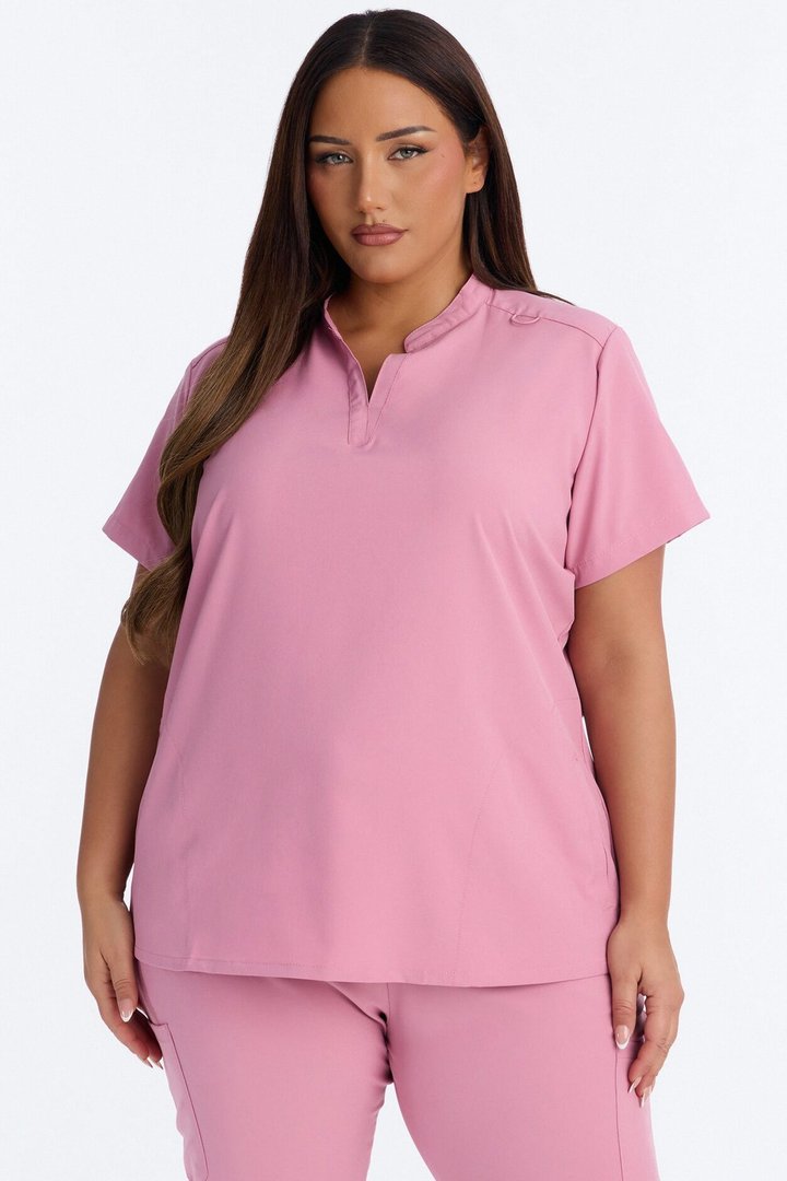 It's Go Time Collared Open Leg Uniform Scrub Set - Mauve