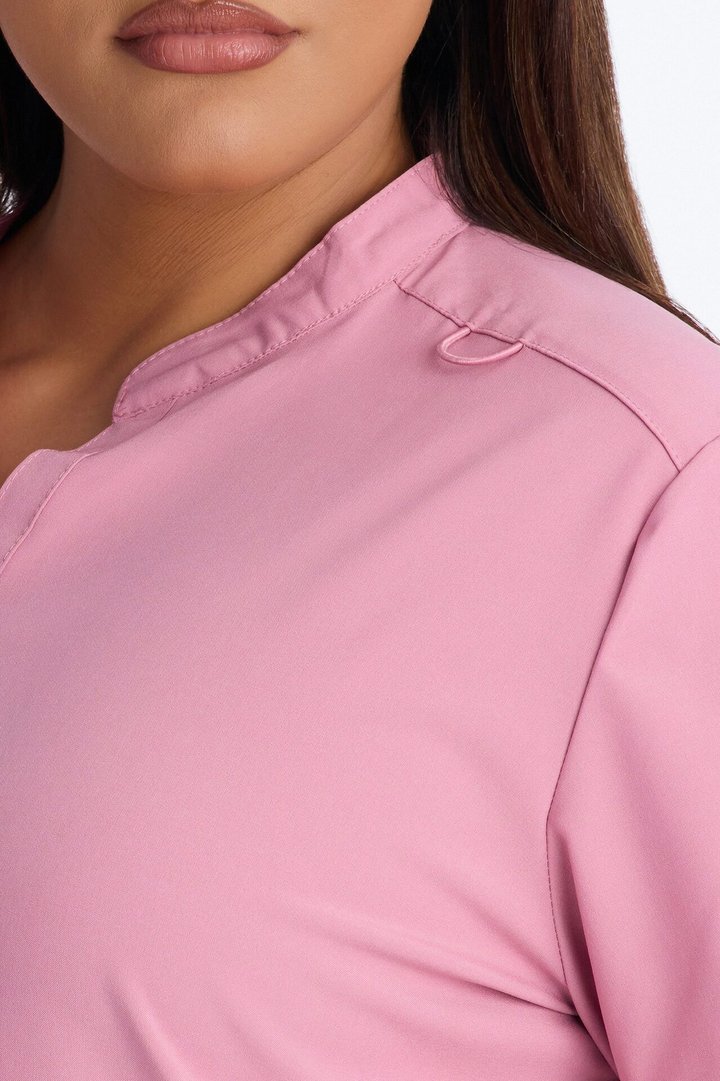 It's Go Time Collared Open Leg Uniform Scrub Set - Mauve
