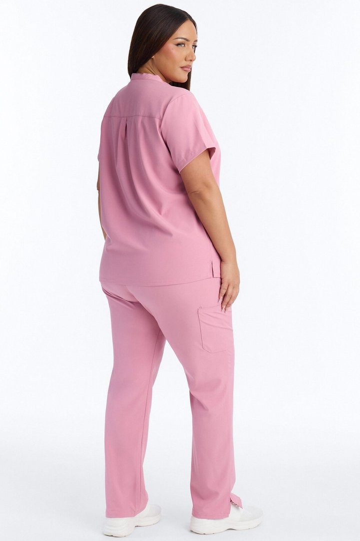 It's Go Time Collared Open Leg Uniform Scrub Set - Mauve