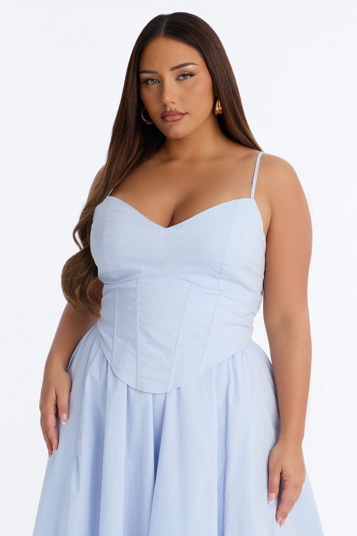 Forever Favorite Corset Midi Dress - Blue