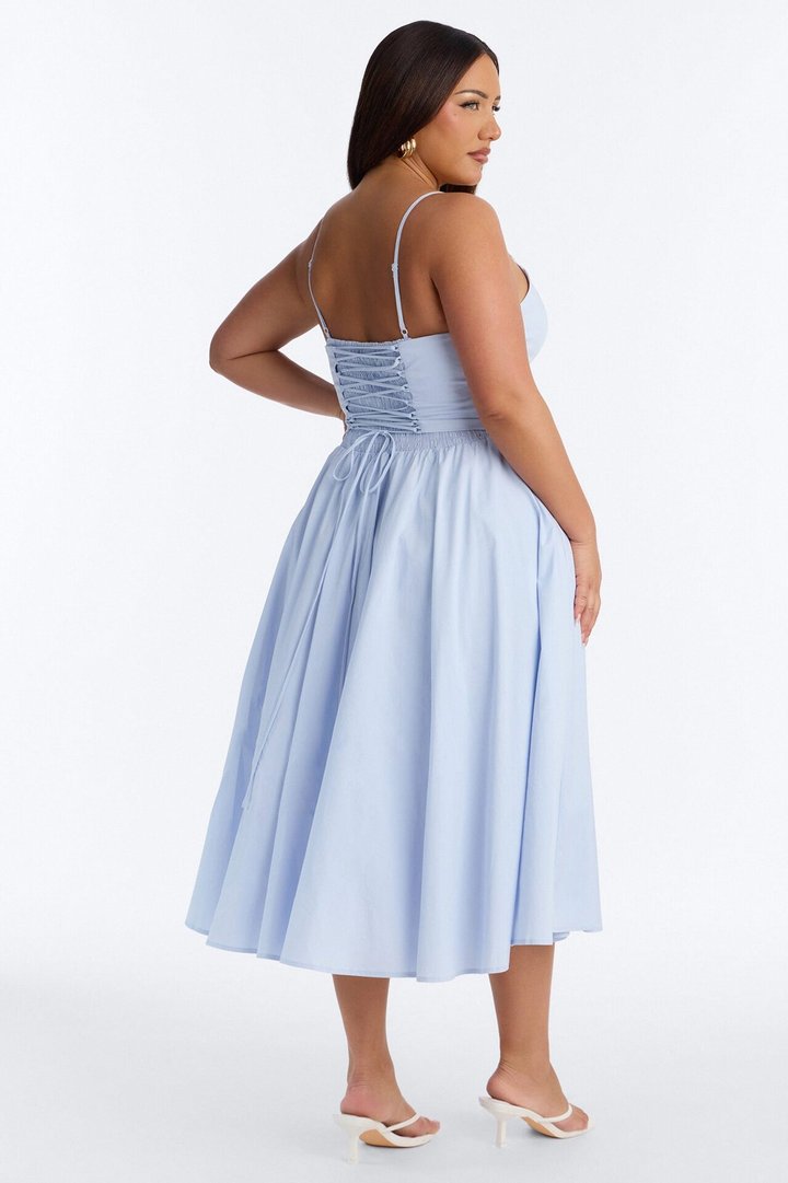 Forever Favorite Corset Midi Dress - Blue