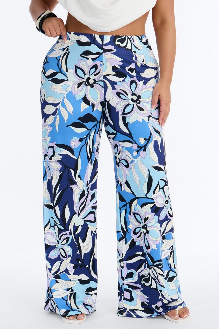 Can't Go Wrong Flared Stretch Pant - Blue/combo