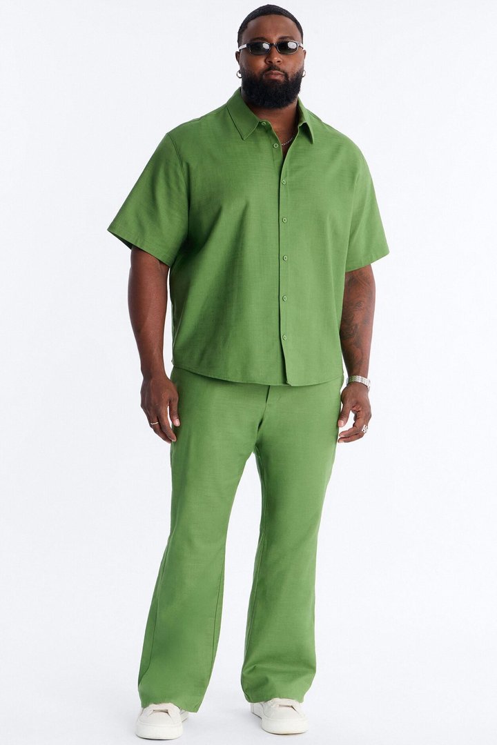 Slim Flare Sunward Coast Linen Pant - Green