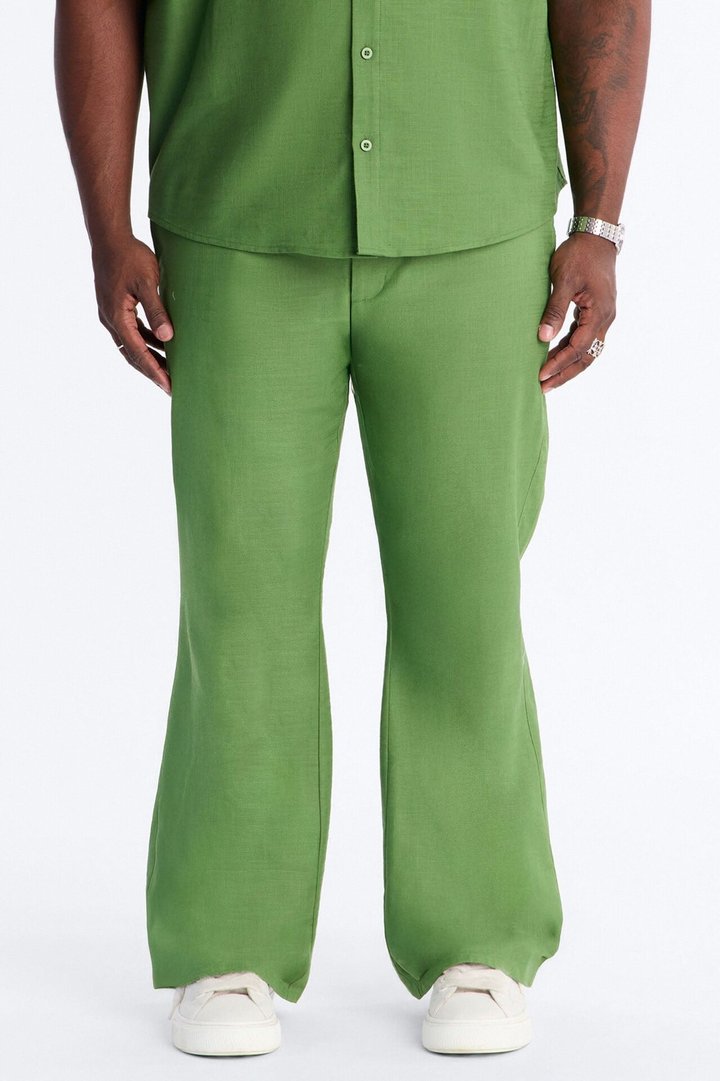 Slim Flare Sunward Coast Linen Pant - Green