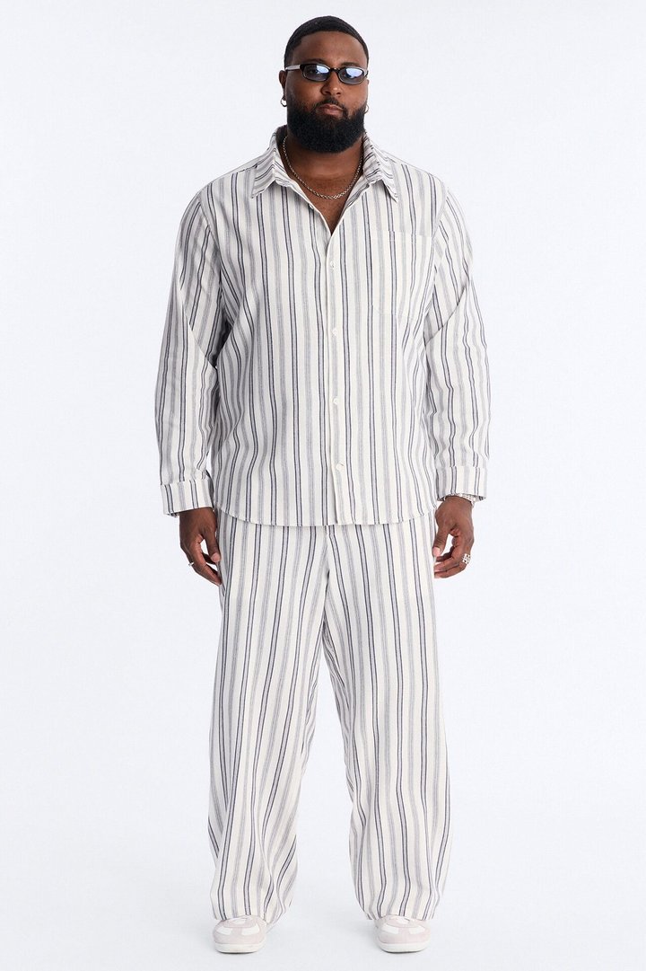 Relaxed Saltwater Stripes Button Up Shirt - White/combo