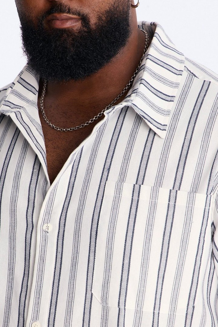 Relaxed Saltwater Stripes Button Up Shirt - White/combo