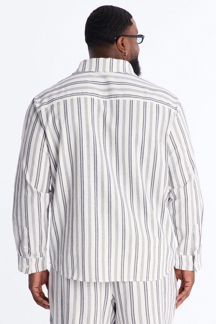 Relaxed Saltwater Stripes Button Up Shirt - White/combo