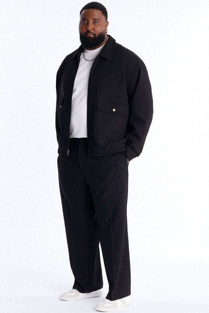Modern Essential Relaxed Straight Hybrid Waist Trouser - Black