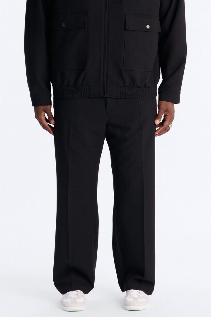 Modern Essential Relaxed Straight Hybrid Waist Trouser - Black