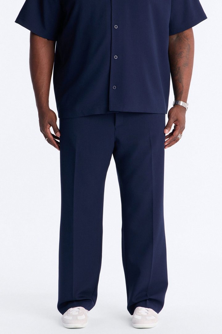 Modern Essential Relaxed Straight Hybrid Waist Trouser - Navy