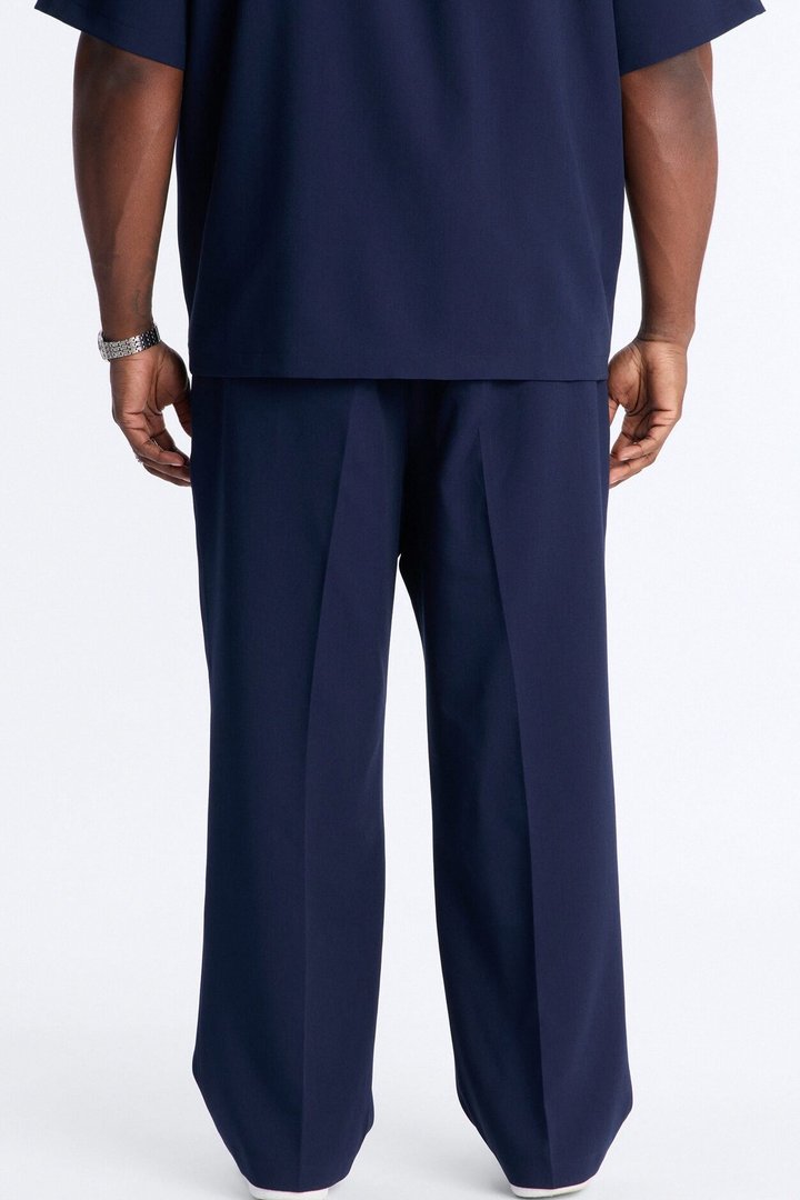 Modern Essential Relaxed Straight Hybrid Waist Trouser - Navy