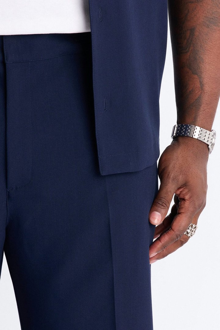 Modern Essential Relaxed Straight Hybrid Waist Trouser - Navy