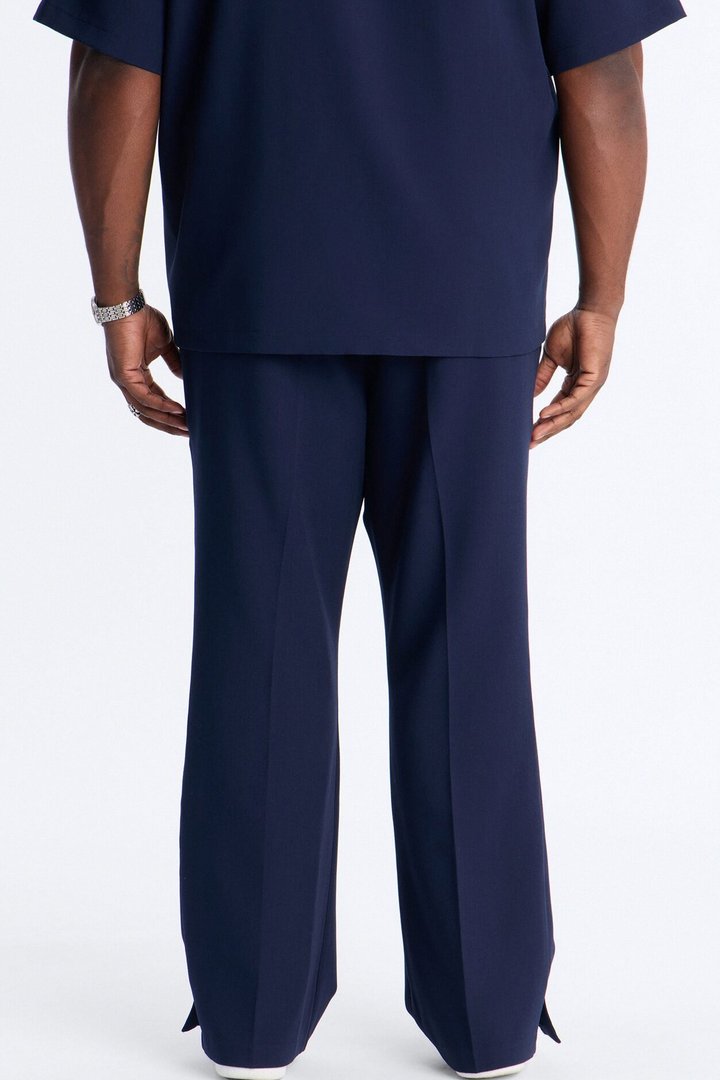 Modern Essential Slim Flare Slit Trouser - Navy