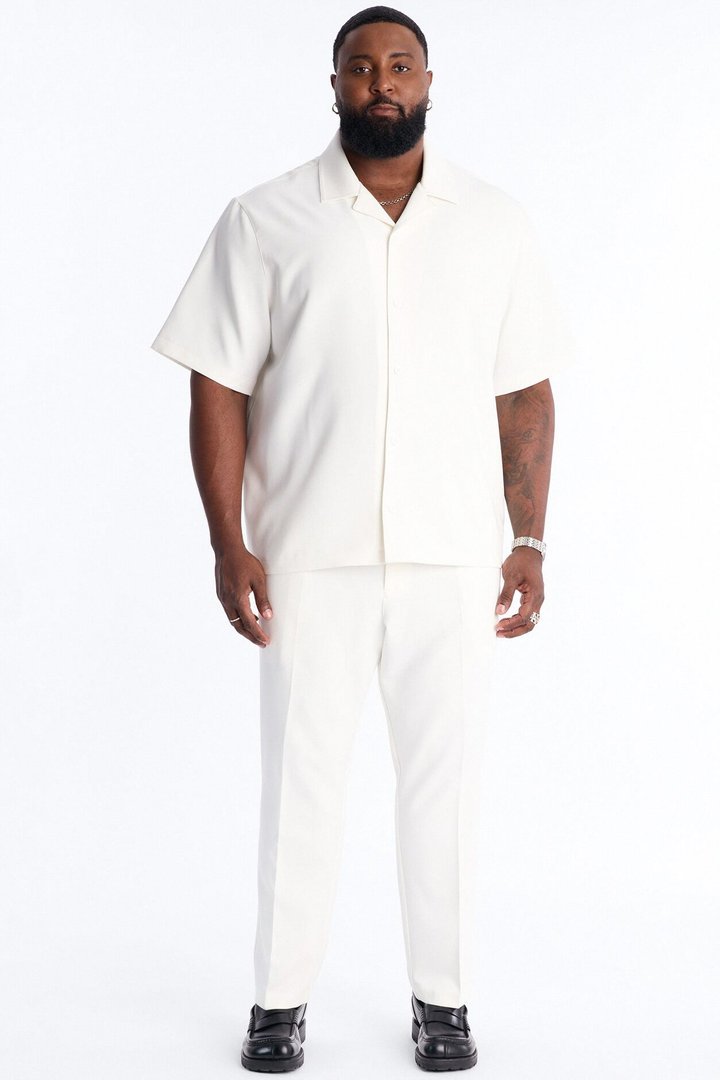 Modern Essential Sleeve Cuban Collar Button Down - Off White