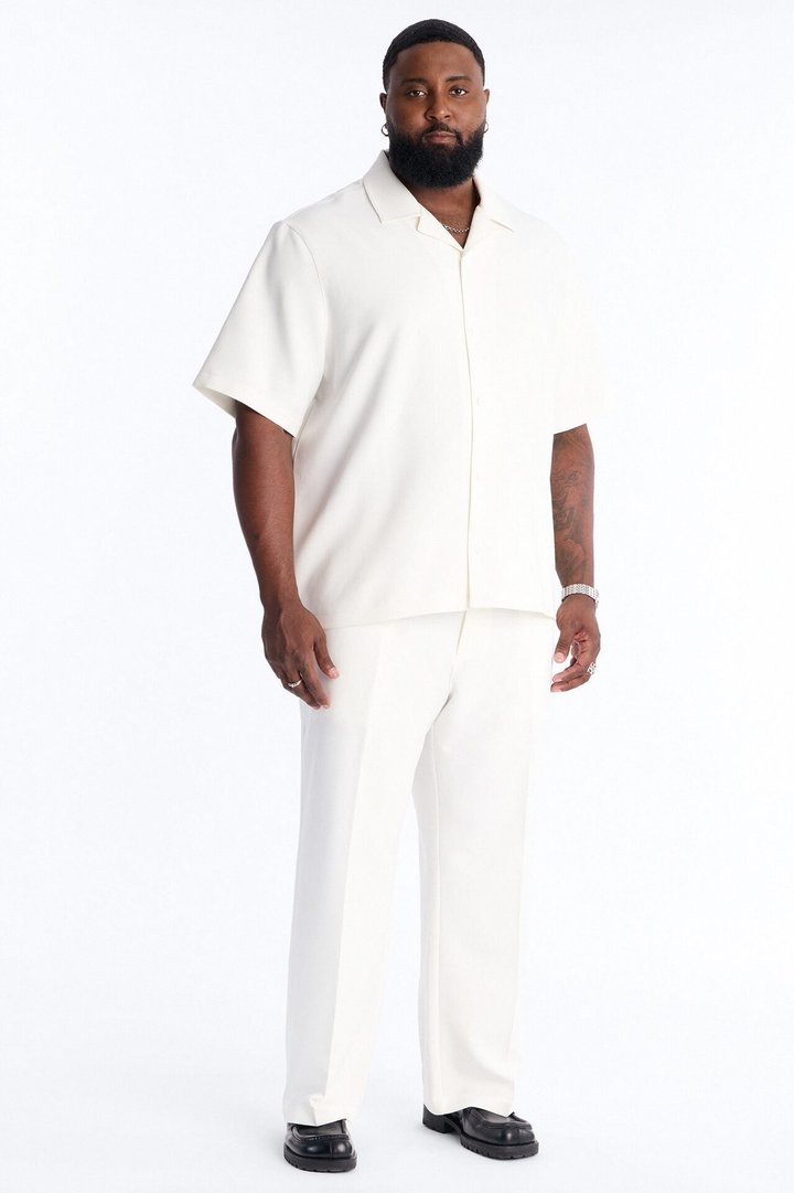 Modern Essential Relaxed Straight Hybrid Waist Trouser - Off White