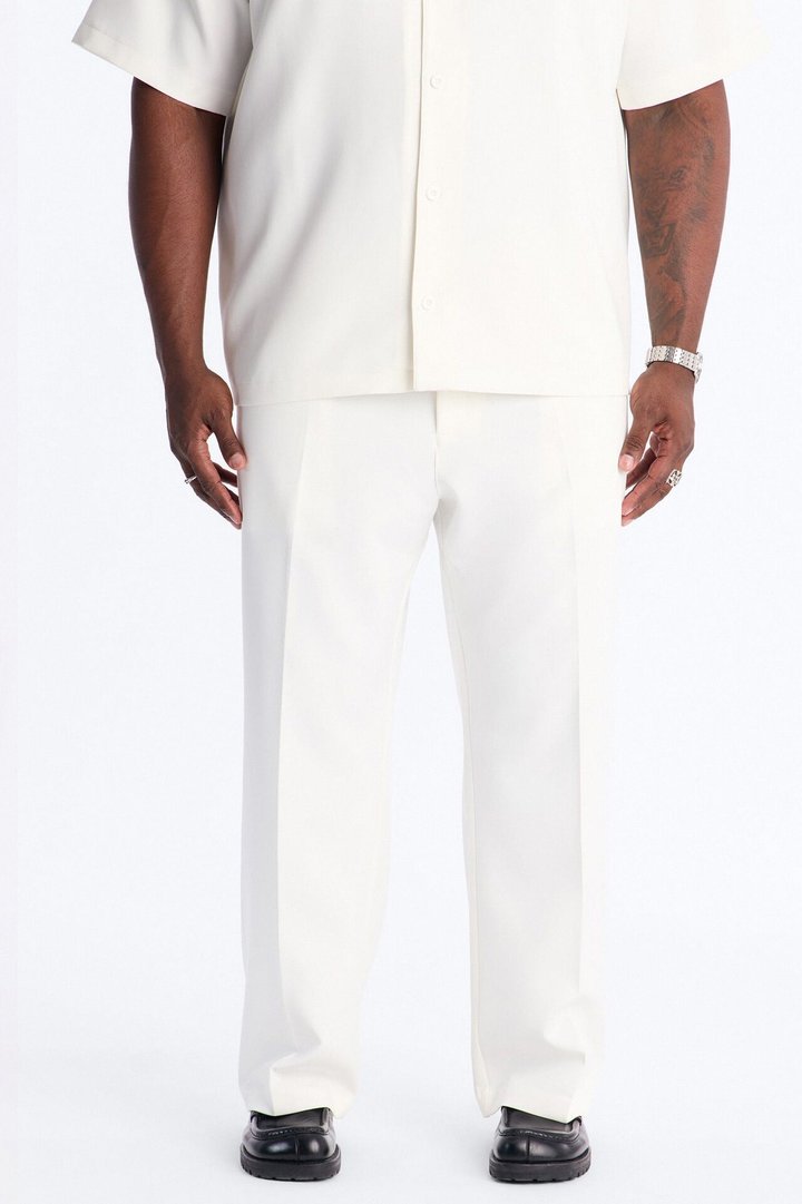 Modern Essential Relaxed Straight Hybrid Waist Trouser - Off White
