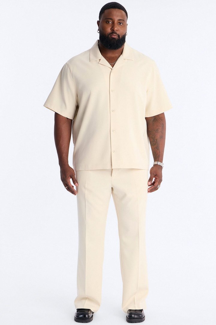 Modern Essential Slim Flare Slit Trouser - Beige