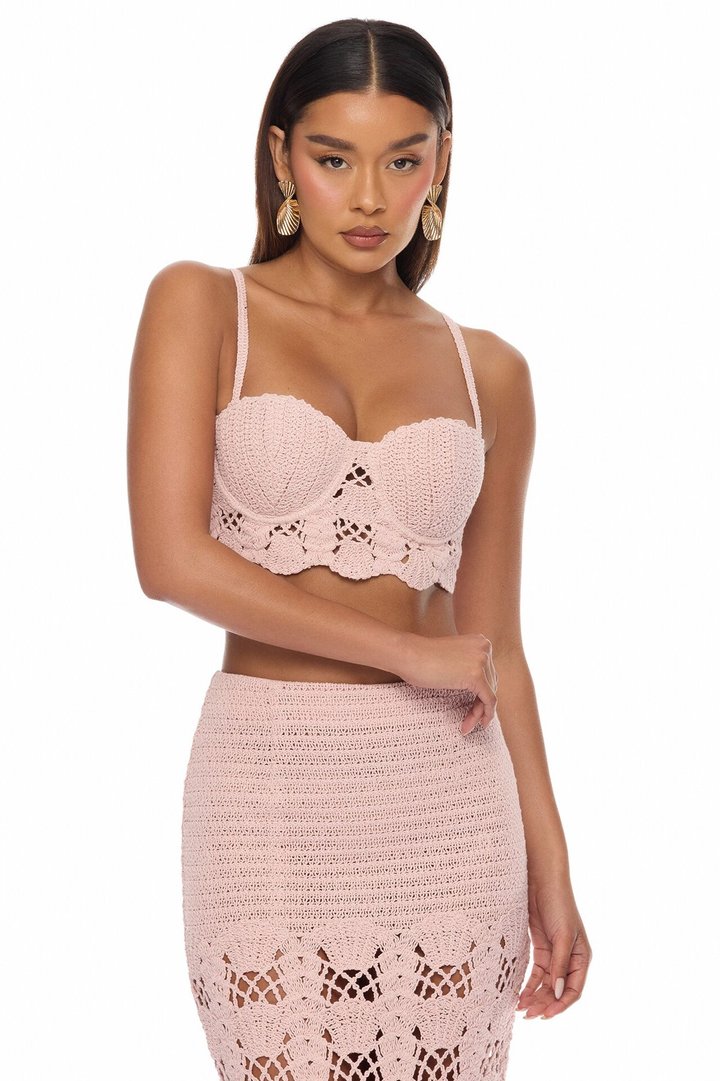Sweet Sunsets Crochet Skirt Set - Pink
