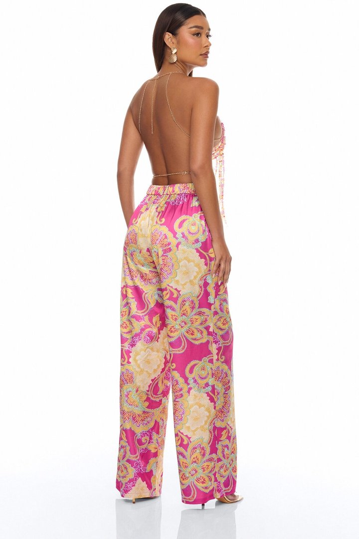 Addison Beaded Top Pant Set - Pink/combo