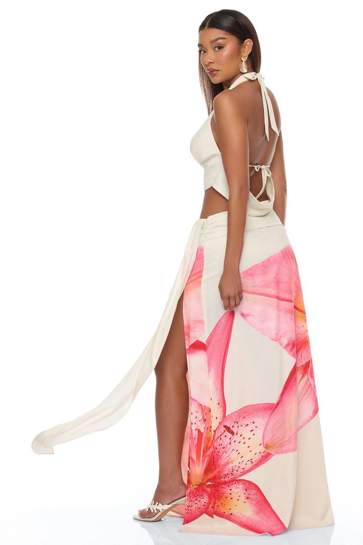 Hawaiian Islands Maxi Skirt Set - Cream/combo