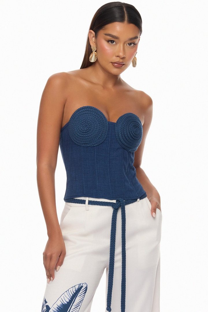 Tuscan Sunsets Corset Pant Set - Navy/combo