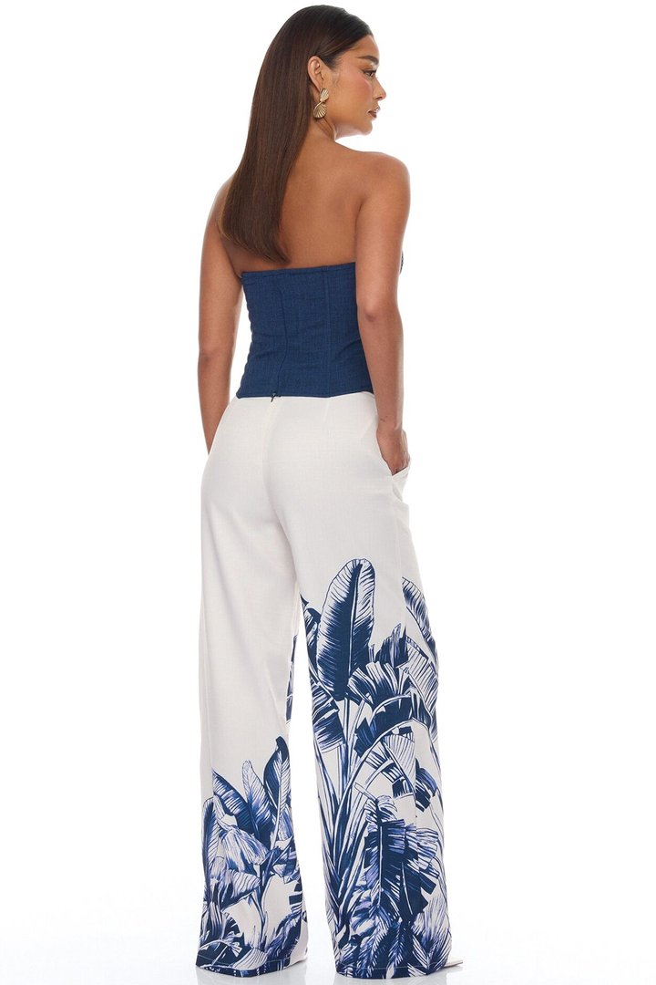 Tuscan Sunsets Corset Pant Set - Navy/combo