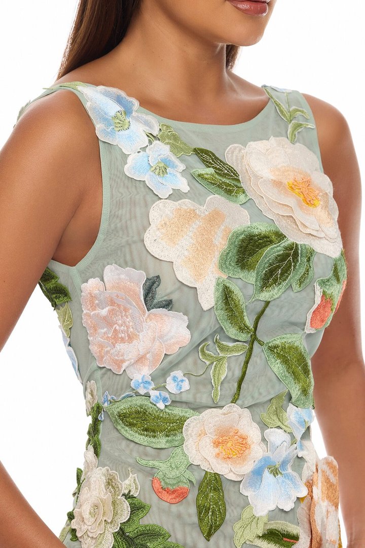 Love Like This Floral Embroidered Maxi Dress - Sage/combo