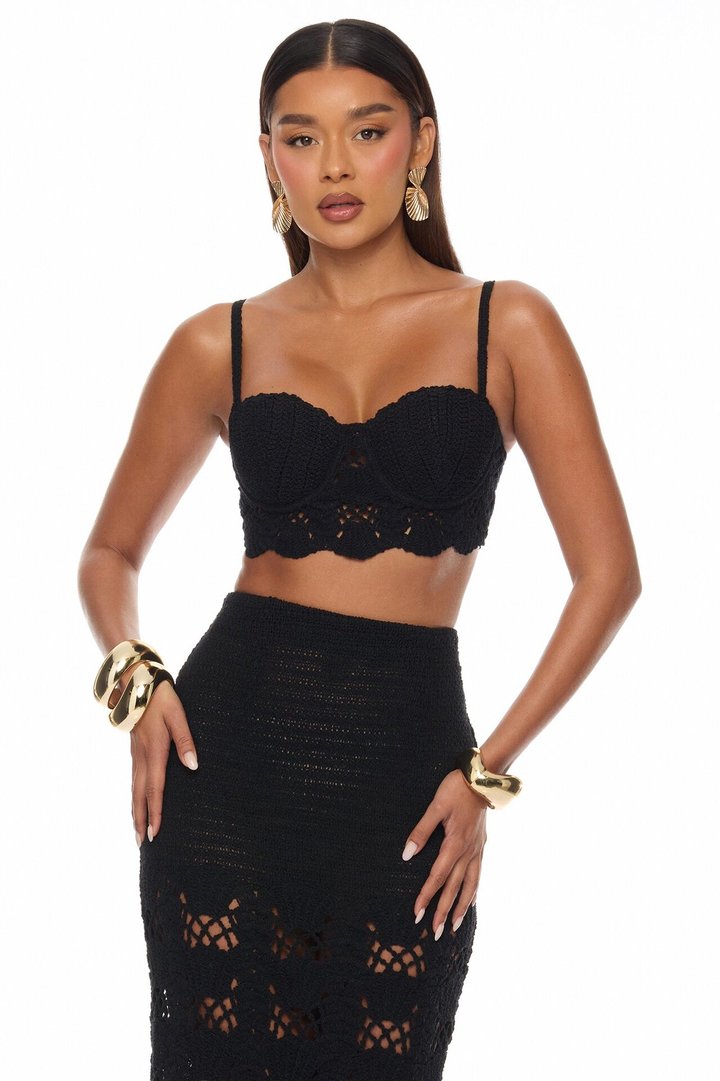 Sweet Sunsets Crochet Skirt Set - Black
