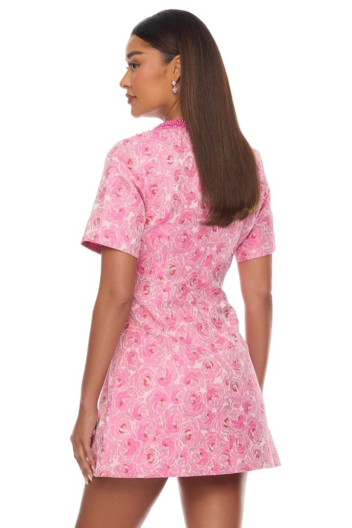 Georgette Jacquard Mini Dress - Pink