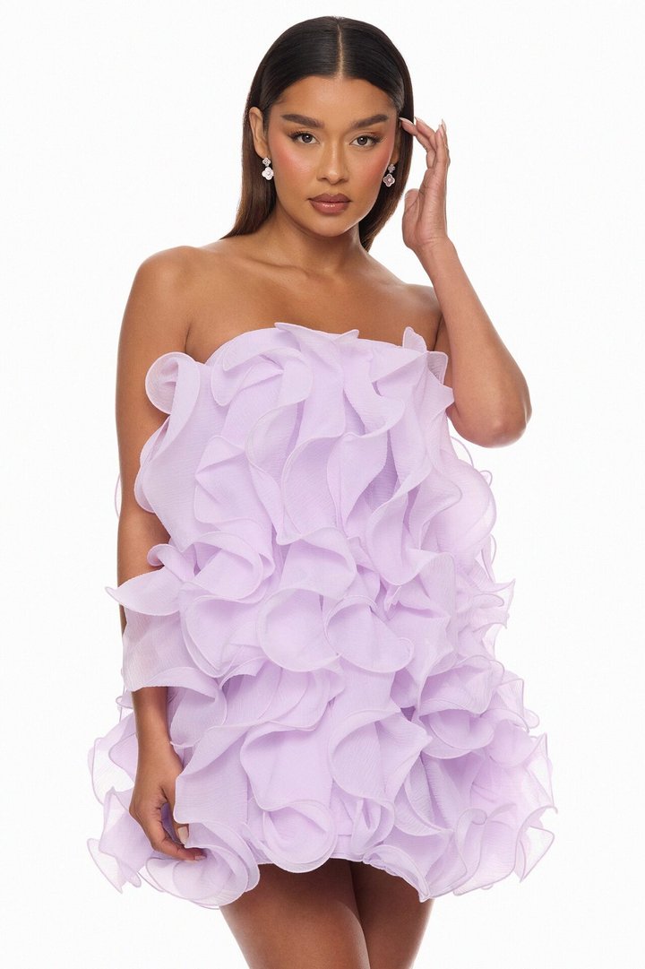 Runway Moment Ruffle Mini Dress - Lavender