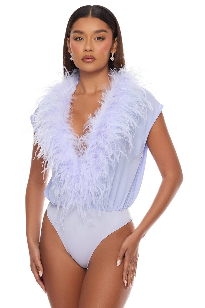 All For Me Feathered Chiffon Skirt Set - Periwinkle