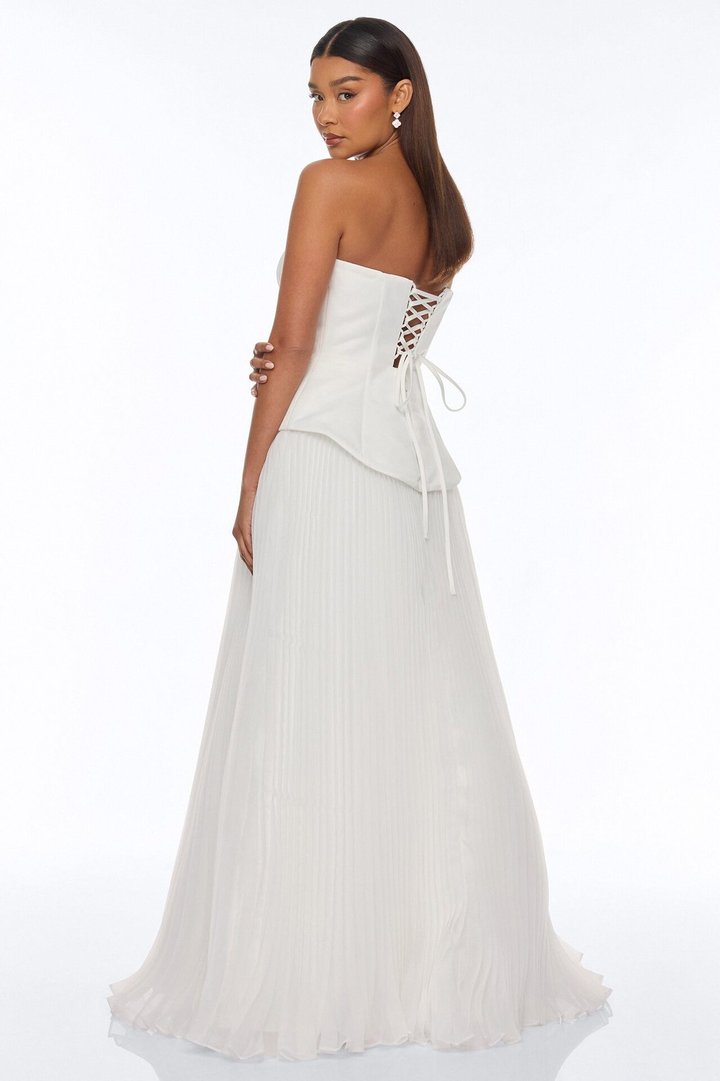 Soulmate Strapless Pleated Gown - White