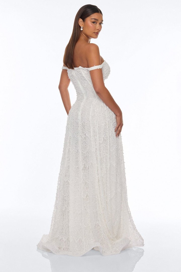 Ring On It Embellished Lace Gown - White