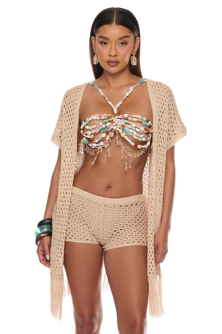 Cabo Heat 3 Piece Crochet Short Set - Sand/combo