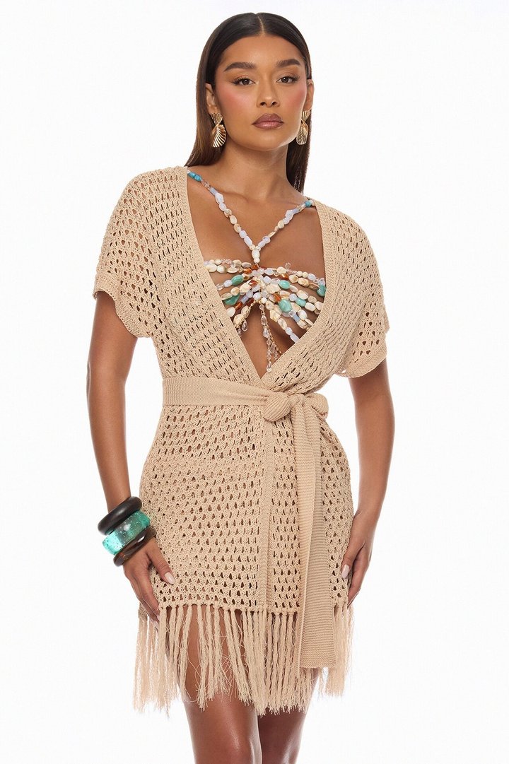 Cabo Heat 3 Piece Crochet Short Set - Sand/combo