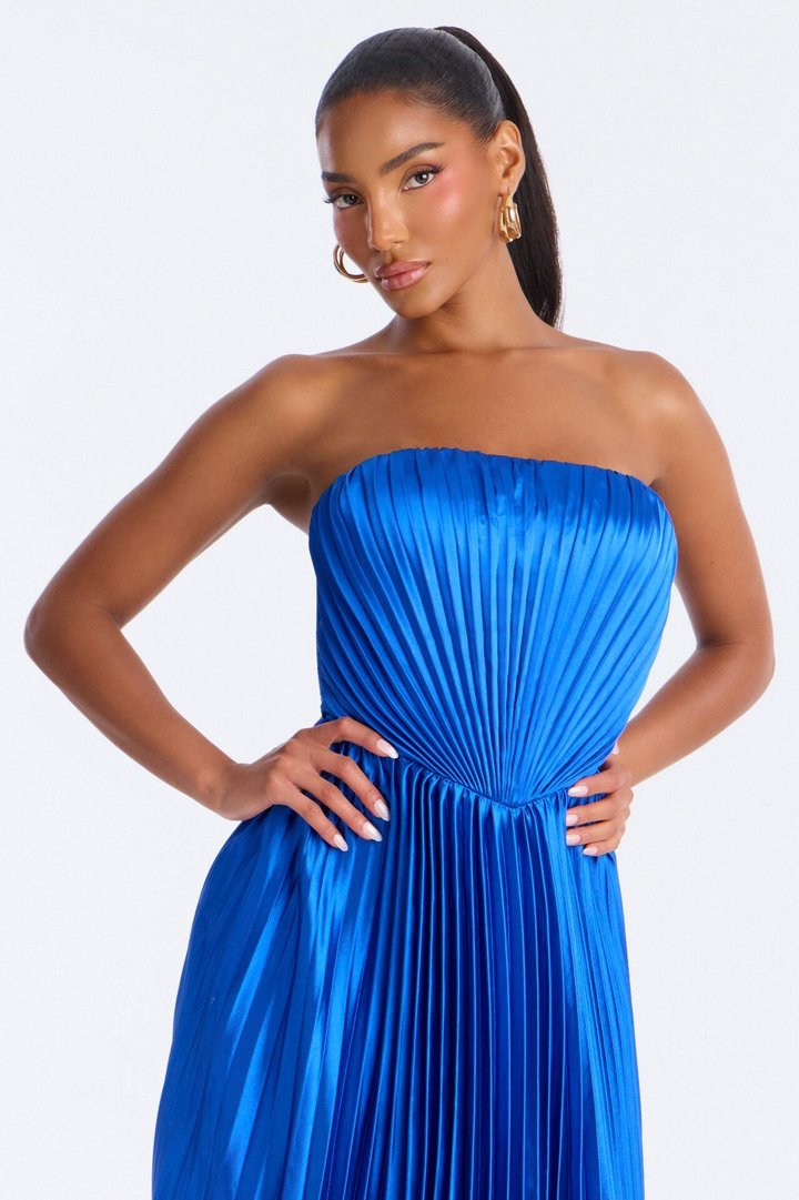 The Royal Babe Pleated Gown - Royal