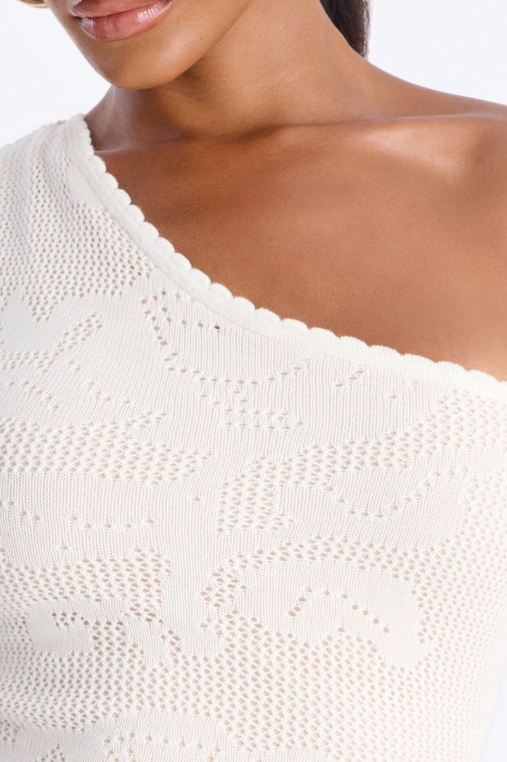 Daliah One Shoulder Sweater Maxi Dress - Ivory