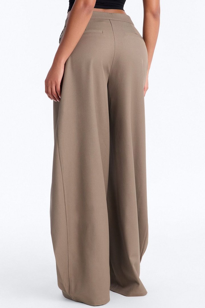Seeing Double Wide Leg Wrap Front Trouser - Caffe