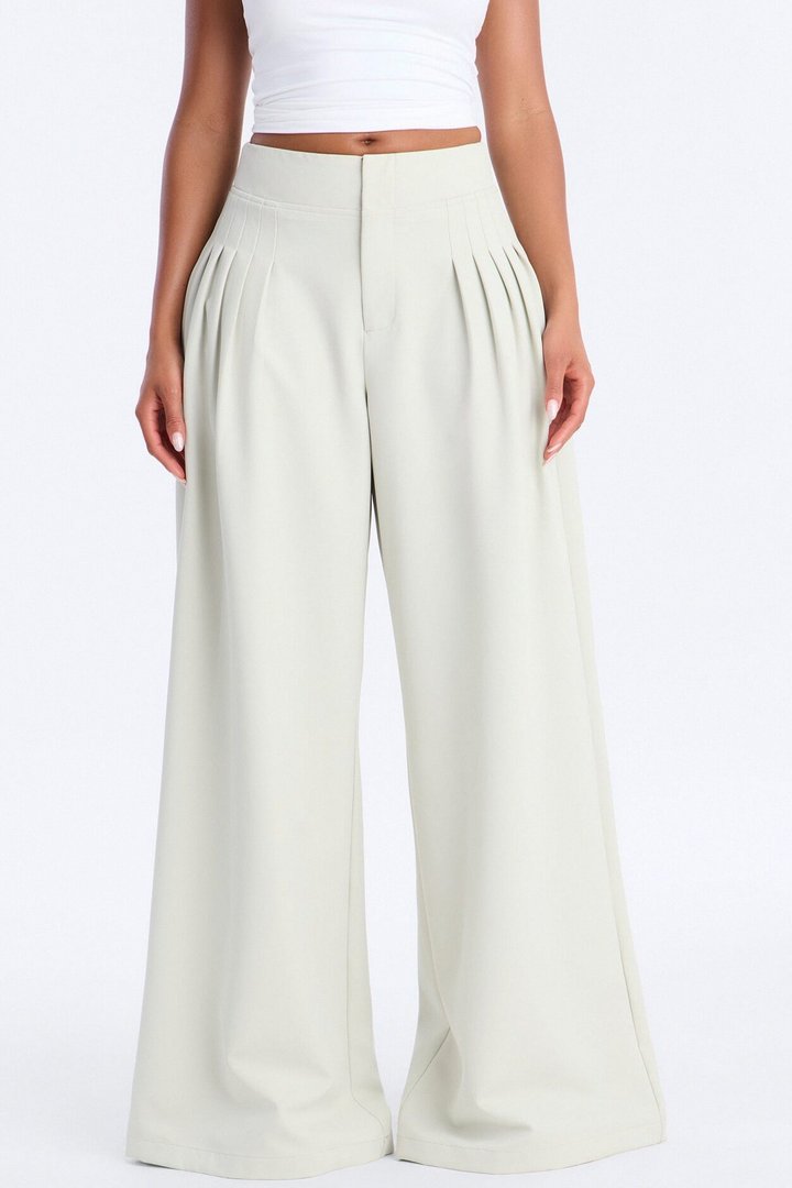 Adele Pleated Wide Leg Trouser Pant 33″ - Mint
