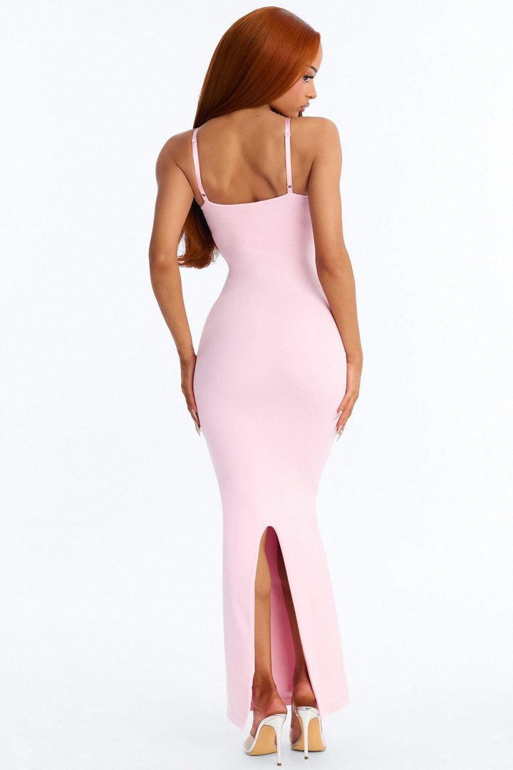 Seamless Smooth Double Lined Scoop Neck Maxi Dress - Light Pink