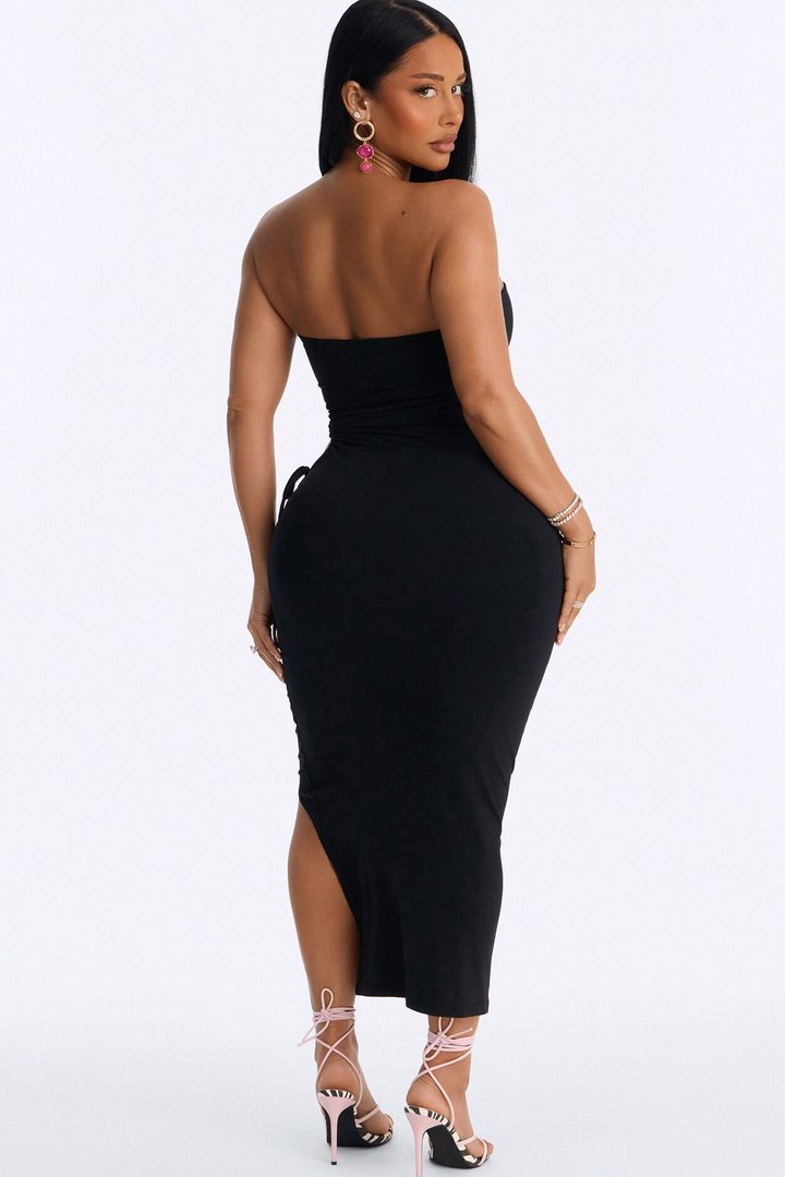 Anastasia Strapless Midi Dress - Black