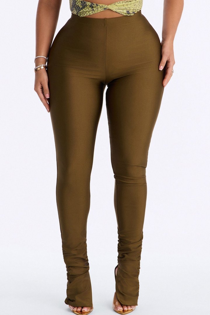 Always Confident High Rise Tricot Ruched Legging - Military Green