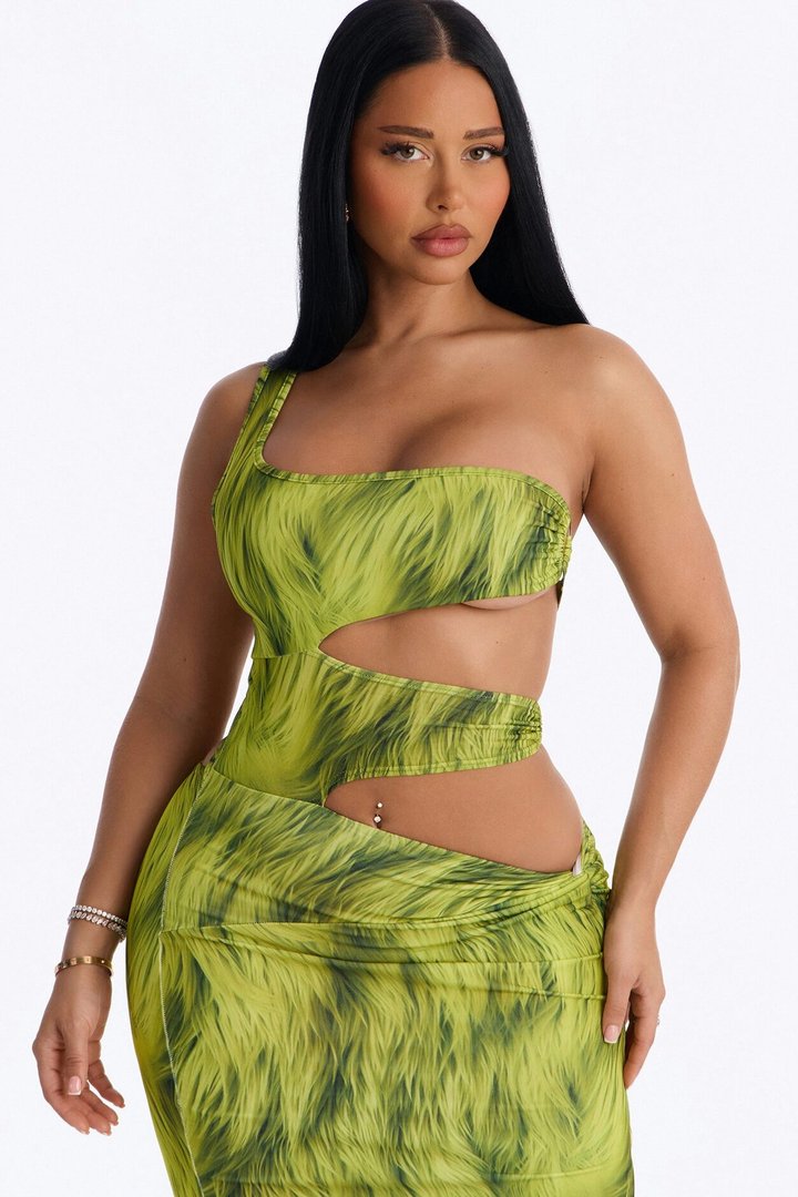 In The Jungle Cut Out Maxi Dress - Green