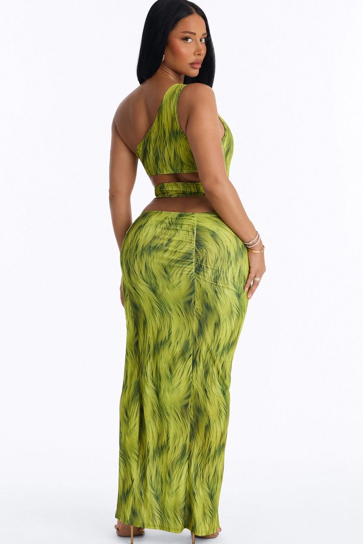 In The Jungle Cut Out Maxi Dress - Green
